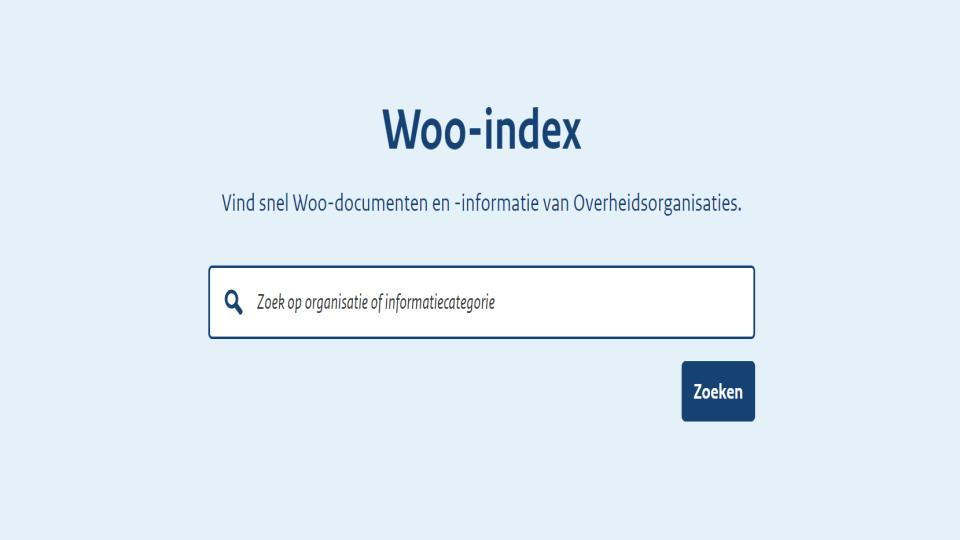 Homepagina van de Woo-index