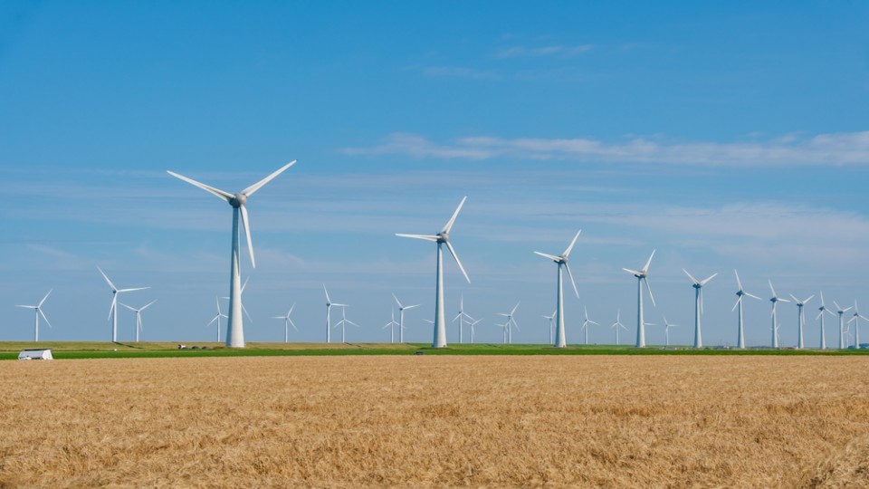 Windmolens in landschap