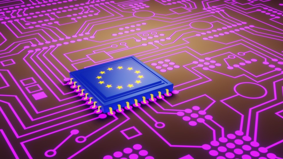 Computerchip met logo EU