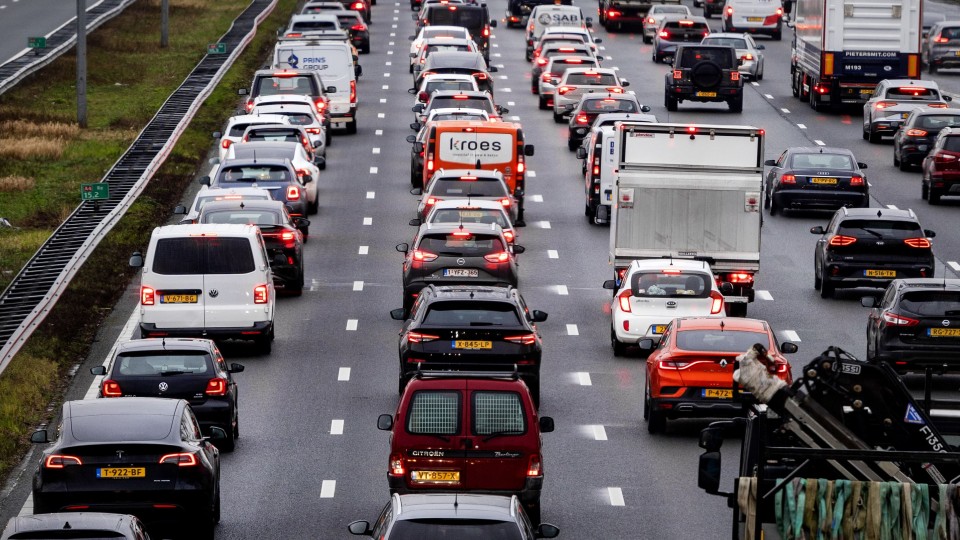 Drukte op de snelweg A4 afgelopen februari.
