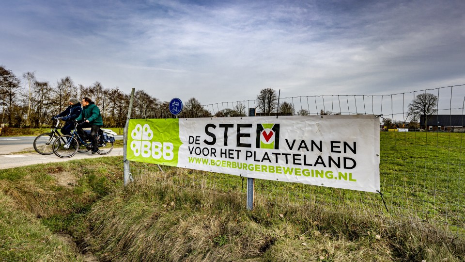 Spandoek van de BBB in Otterlo, Gelderland