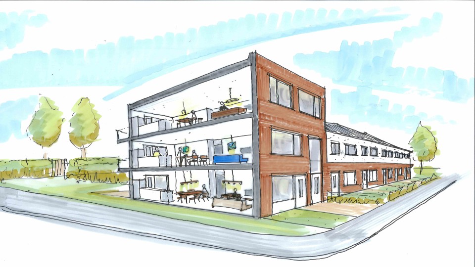 Ontwerp van bijgebouwde hoekwoning