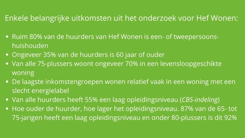 Uitkomsten onderzoek Hef wonen