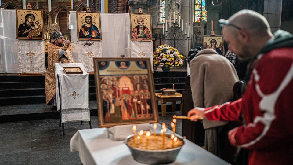 Oosters-orthodoxe paasviering vorig jaar voor alle Oekraïeners in Hilversum en omgeving.