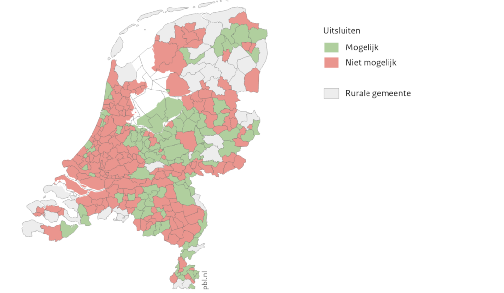 Kaart uit een PBL-rapport over de natuurherstelverordening.
