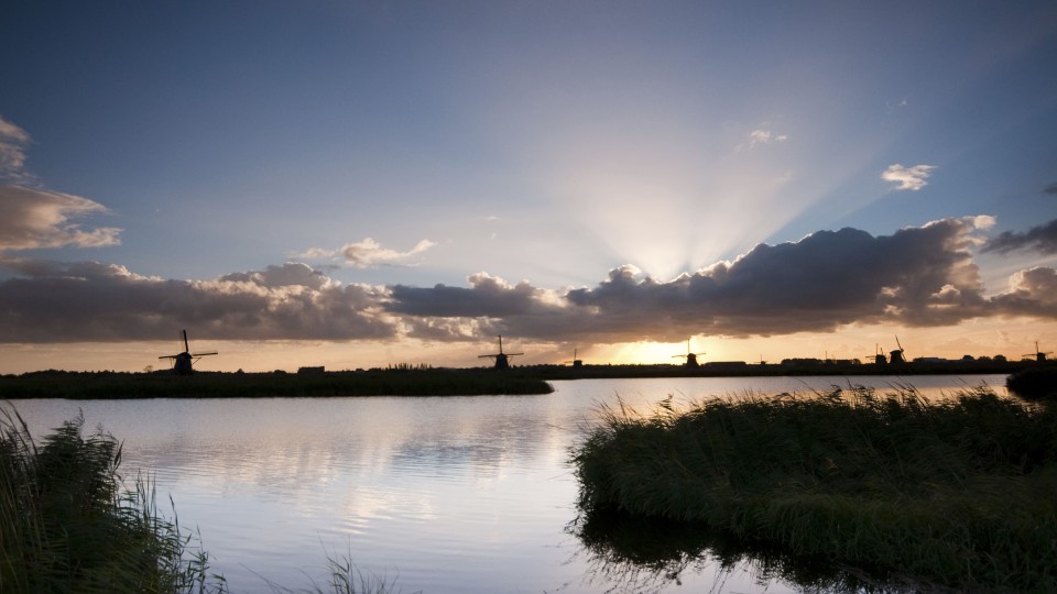 Het natuurgebied Hoge Boezem Kinderdijk in de Alblasserwaard in Zuid-Holland.