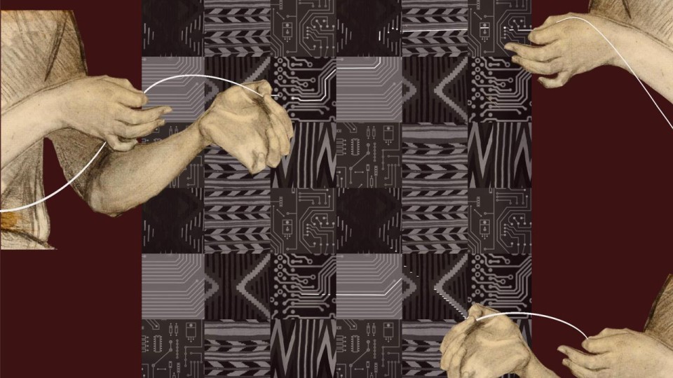 handen weven aan elektronische draden