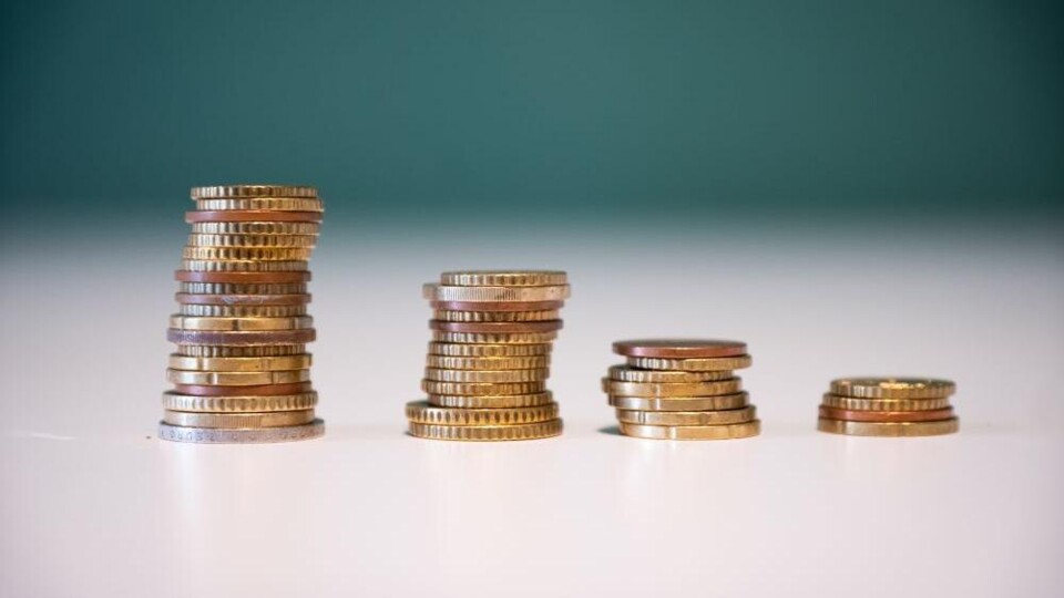 Vier stapels euromunten