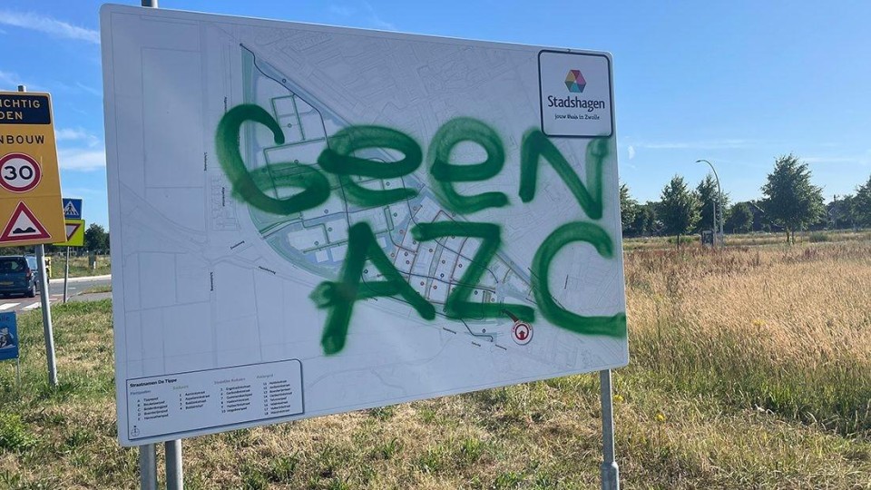 protest tegen AZC in Zwolle