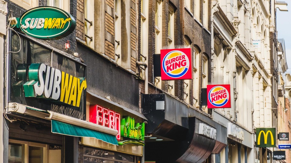 Fastfoodketens in het centrum van Amsterdam.