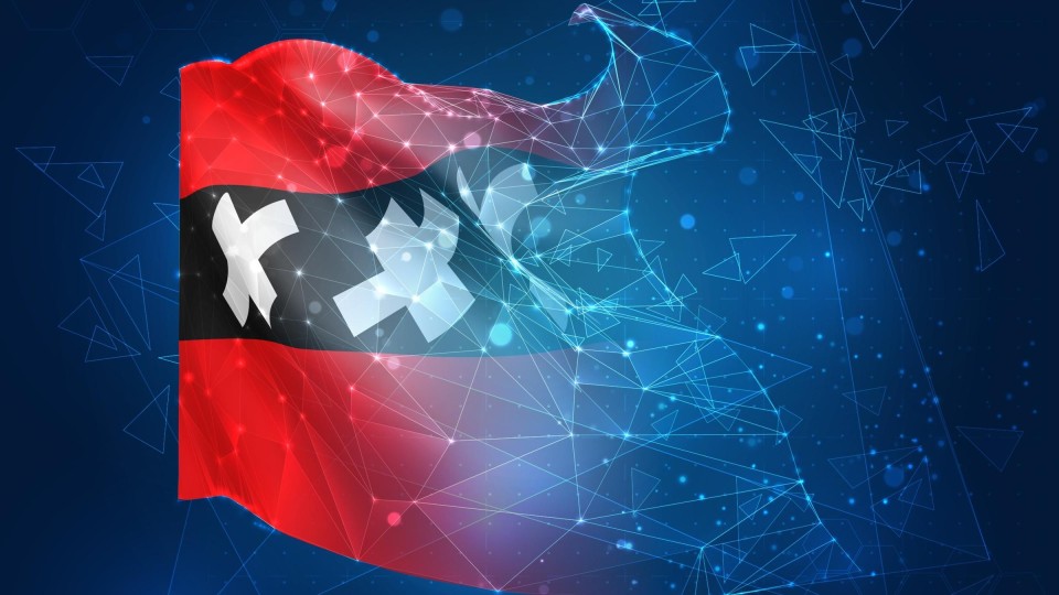 Amsterdamse vlag gaat over in pixels