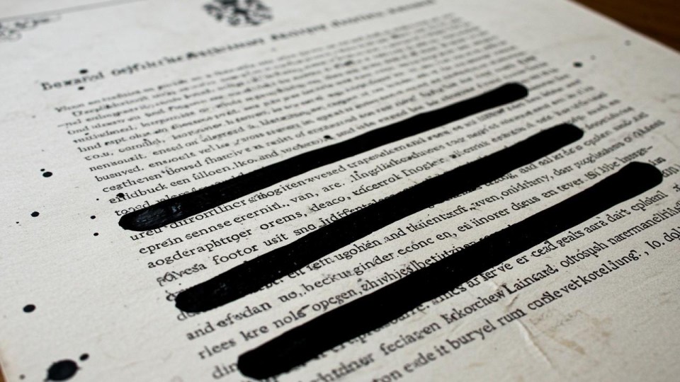 Zwartgelakte tekst in document