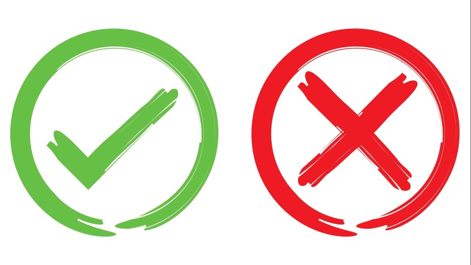 rood kruis groen vinkje