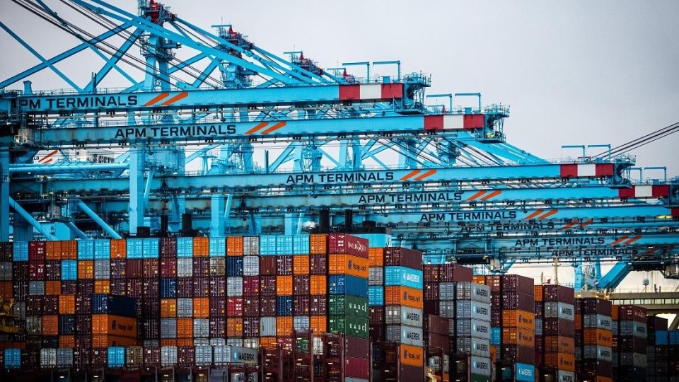 Containerterminals op de Rotterdamse Maasvlakte.