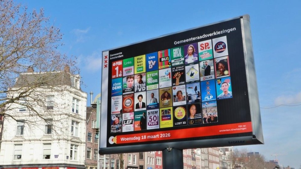 Verkiezingsbord 2026 Amsterdam