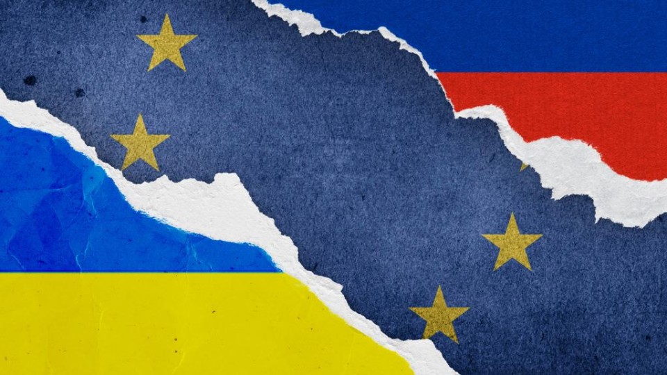 Vlag van EU en Oekraïne