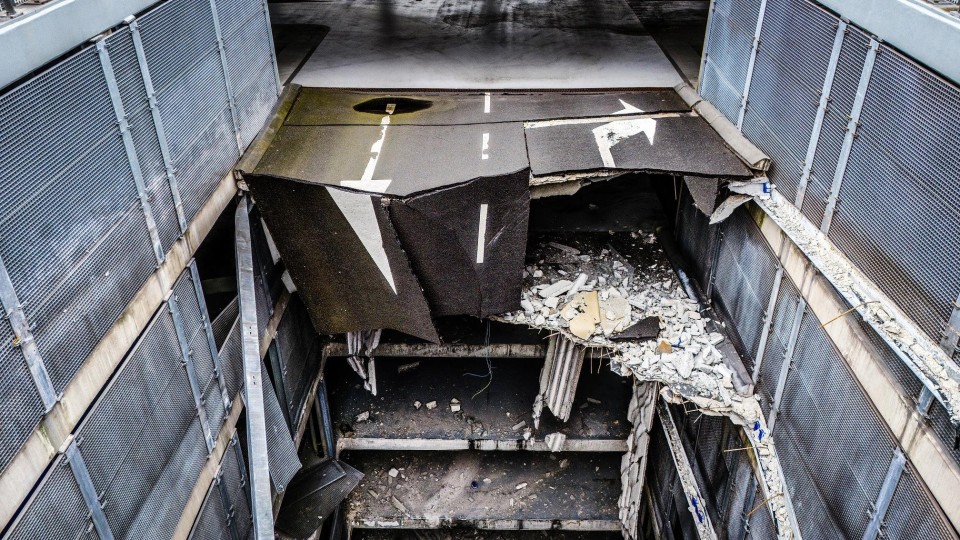 De ingestorte parkeergarage van het St. Antonius Ziekenhuis in Nieuwegein, juni 2024.