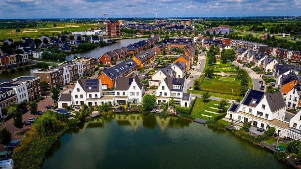 De nieuwbouwwijk Westergouwe bij Gouda.