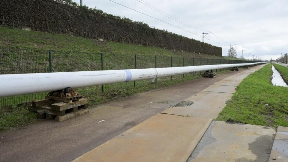 De warmteleiding die eind vorig jaar onder de Merwede door werd geboord, om Sliedrecht van warmte te voorzien.