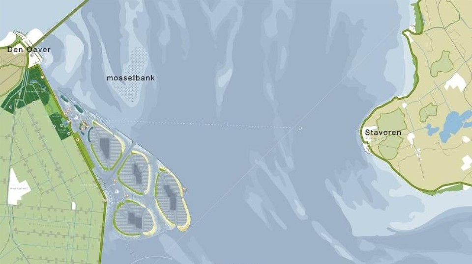 Een oudere versie van het plan voor zonne-atollen ten zuiden van de Afsluitdijk.
