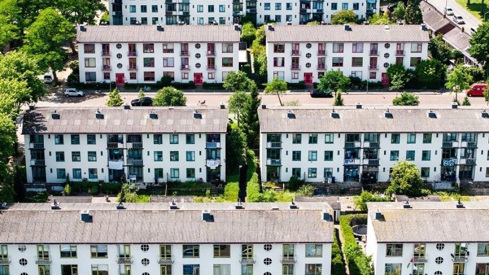 Een woonwijk met sociale huurwoningen in Dordrecht.