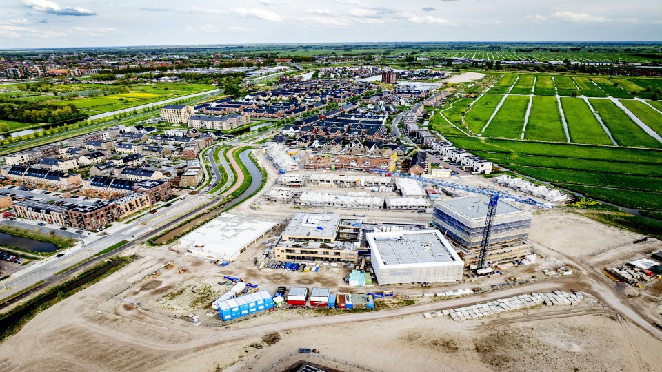 Een nieuwe wijk in aanbouw in Gouda.