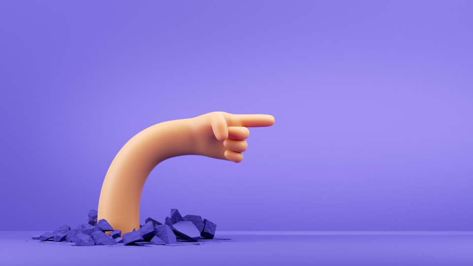 vinger die een kant op wijst